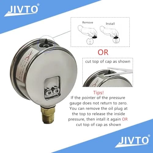JIVTO Pressure Gauge Glycerin Liquid Filled 2.5" | Precise & Durable for Industrial Use thumbnail 3