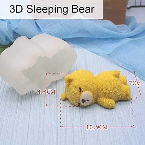 MoldFun 3D Sleeping Bear Silicone Soap & Cake Jello Mold 10.9cm (4.3in) x 7.1cm (2.8in) x 4.3cm (1.7in) | Food-Grade Platinum Silicone for Crafts thumbnail 7