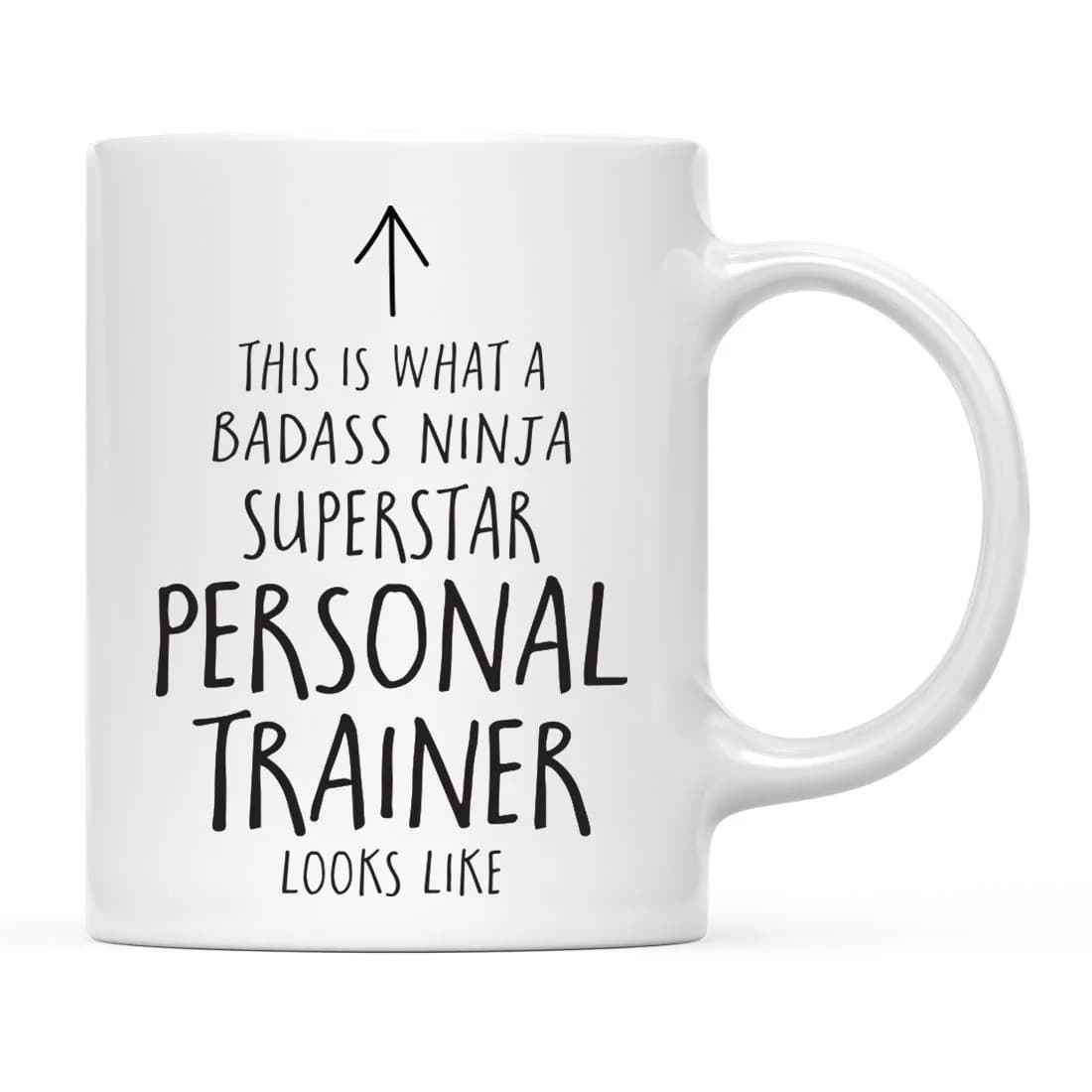 Andaz Press Badass Ninja Superstar Personal Trainer Mug 11oz (325ml) | Funny Ceramic Coffee Tea Cup — Personal Trainer