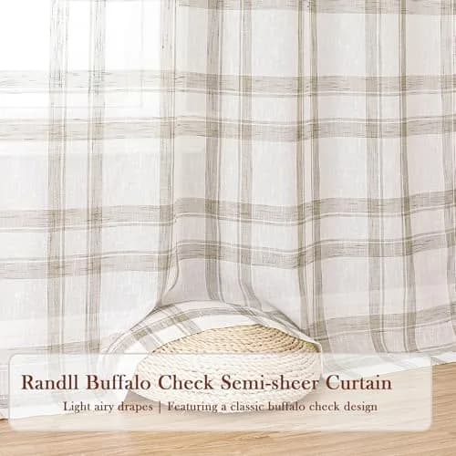 Randall Buffalo Check Semi-Sheer Curtain Panels 241 cm (95") | Farmhouse Style Light Filtering thumbnail 4