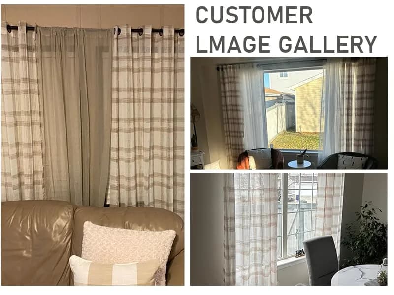 Randall Buffalo Check Semi-Sheer Curtain Panels 241 cm (95") | Farmhouse Style Light Filtering - view 5
