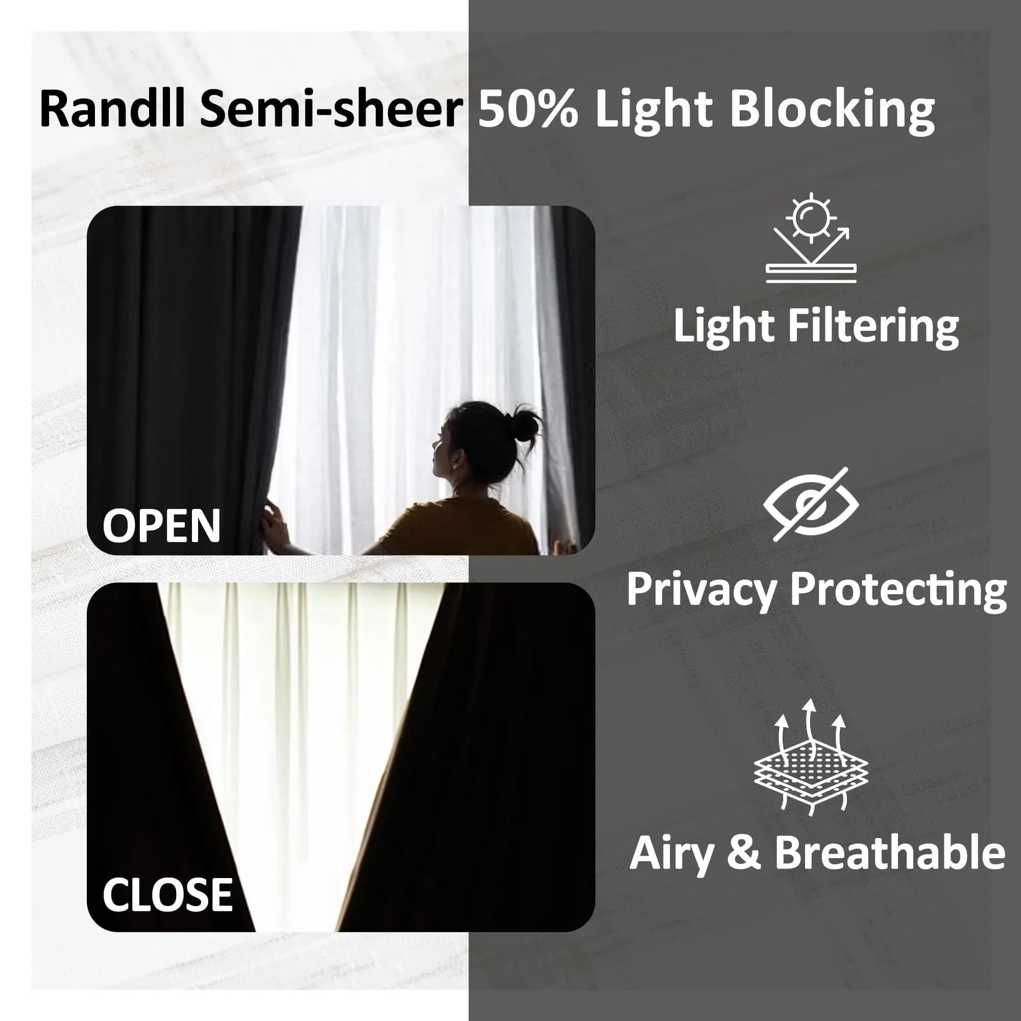 Randall Buffalo Check Semi-Sheer Curtain Panels 241 cm (95") | Farmhouse Style Light Filtering - view 2