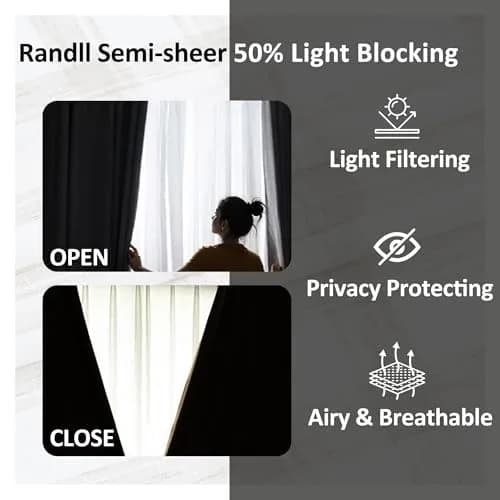 Randall Buffalo Check Semi-Sheer Curtain Panels 241 cm (95") | Farmhouse Style Light Filtering thumbnail 2