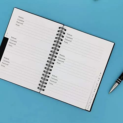 Nokingo Spiral Password Book with Tabs - 5x7 Inch, 132 Pages | Organize Internet Logins thumbnail 4