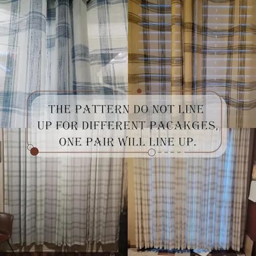 Randall Buffalo Check Semi-Sheer Curtain Panels Black & White 137cm (54") | Farmhouse Style Light Filtering Drapes thumbnail 8