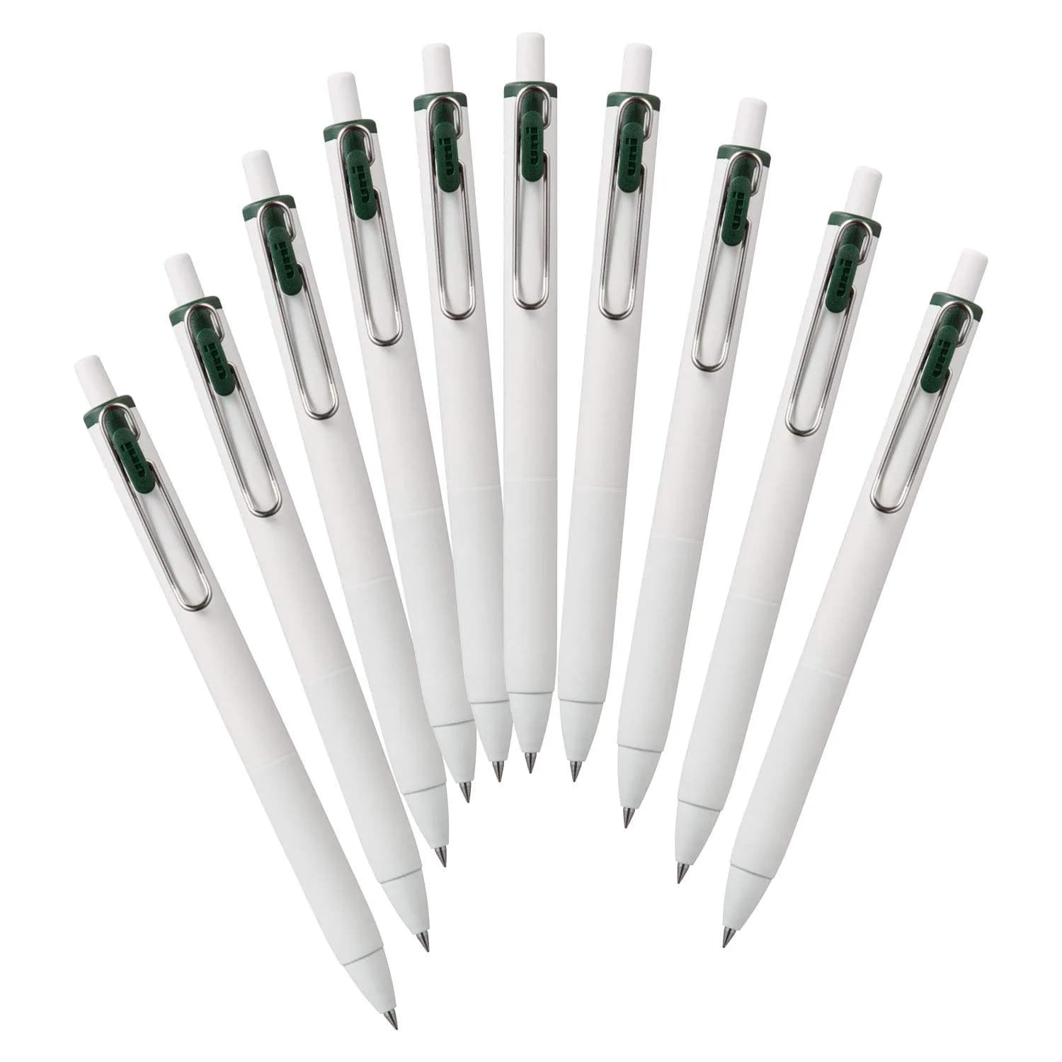 Mitsubishi Pencil Uni-Ball One UMNS38.7 Gel Pens 0.38mm Green Black 10-Pack | Smooth Ink Flow - main product image