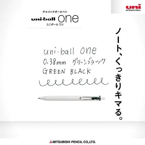 Mitsubishi Pencil Uni-Ball One UMNS38.7 Gel Pens 0.38mm Green Black 10-Pack | Smooth Ink Flow thumbnail 3