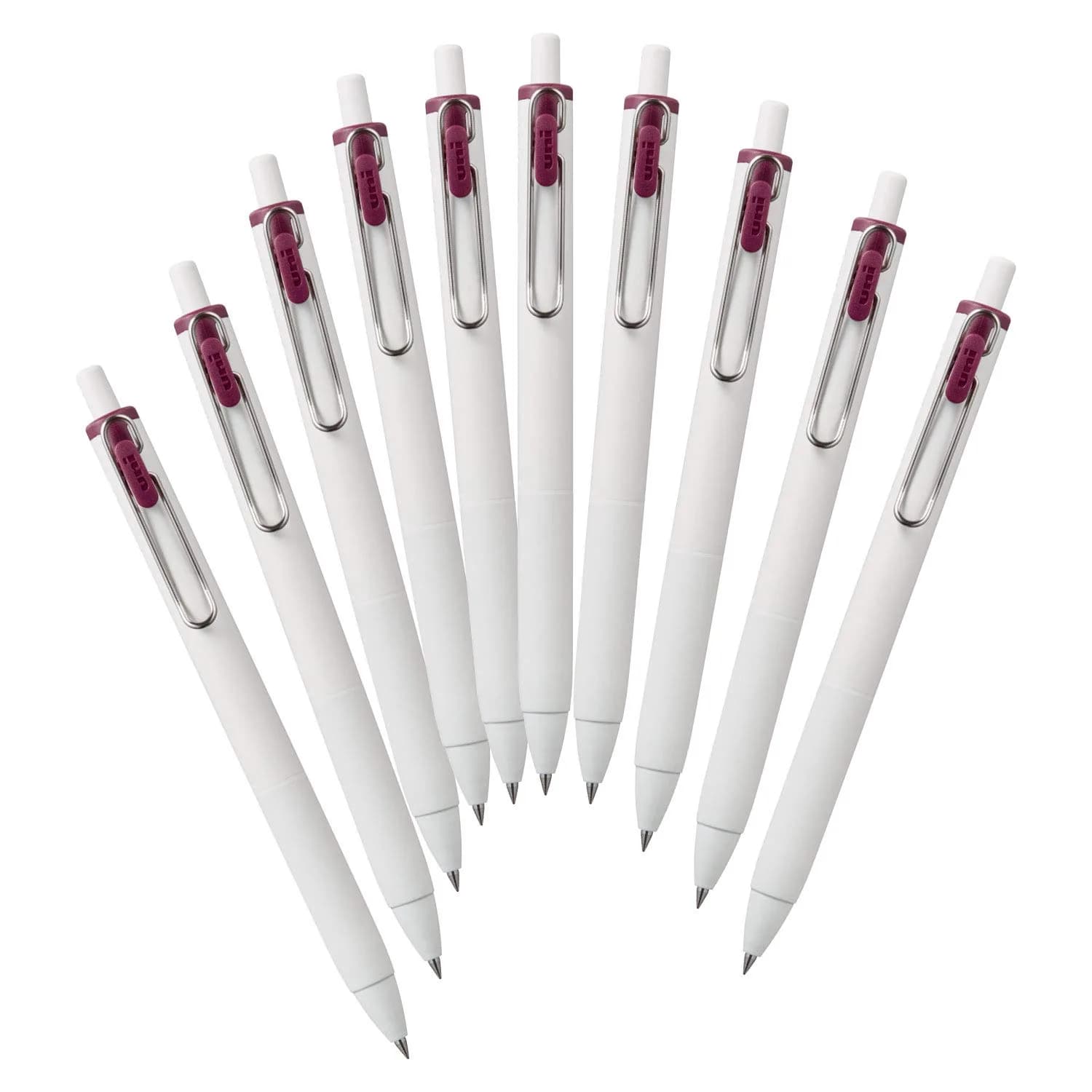 Mitsubishi Uni-Ball One UMNS38.60 Gel Pens 0.38mm Bordeaux Black 10-Pack | Darker Ink for Memorable Notes - main product image