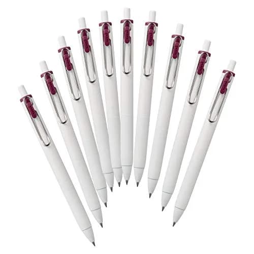 Mitsubishi Uni-Ball One UMNS38.60 Gel Pens 0.38mm Bordeaux Black 10-Pack | Darker Ink for Memorable Notes thumbnail 1