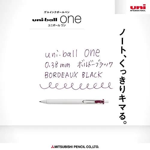 Mitsubishi Uni-Ball One UMNS38.60 Gel Pens 0.38mm Bordeaux Black 10-Pack | Darker Ink for Memorable Notes thumbnail 3