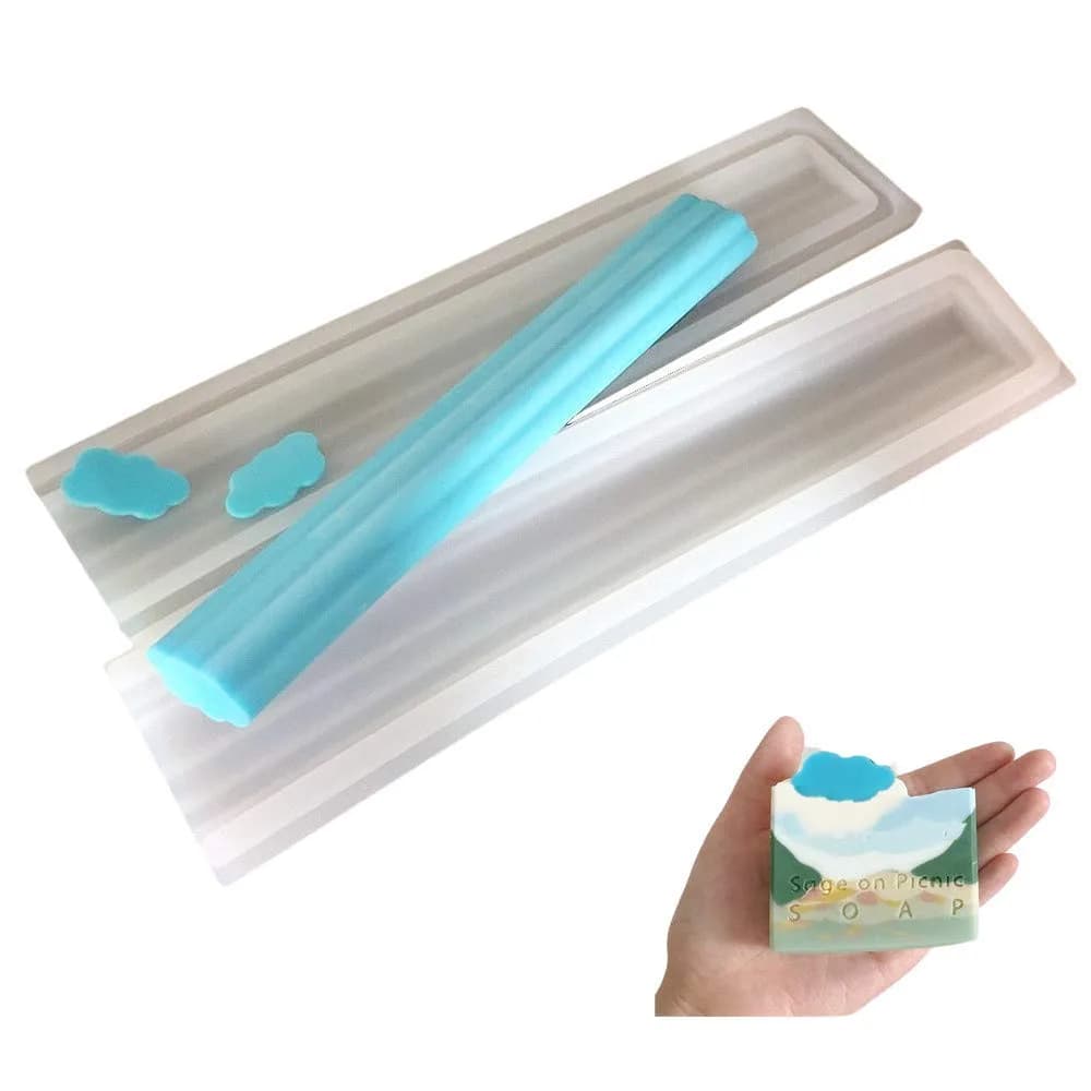 MoldFun Cloud Tube Silicone Mold for Soap, Chocolate & Candies | Cloud Shape, Food Grade, 6.5x2.5x12.6 inch — White