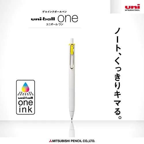 Mitsubishi Pencil Uni-ball One Gel Pen, Yellow, 0.5mm, 10-Pack | Smooth Ink Flow for Students & Office thumbnail 2