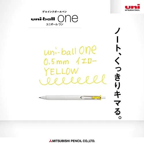 Mitsubishi Pencil Uni-ball One Gel Pen, Yellow, 0.5mm, 10-Pack | Smooth Ink Flow for Students & Office thumbnail 3