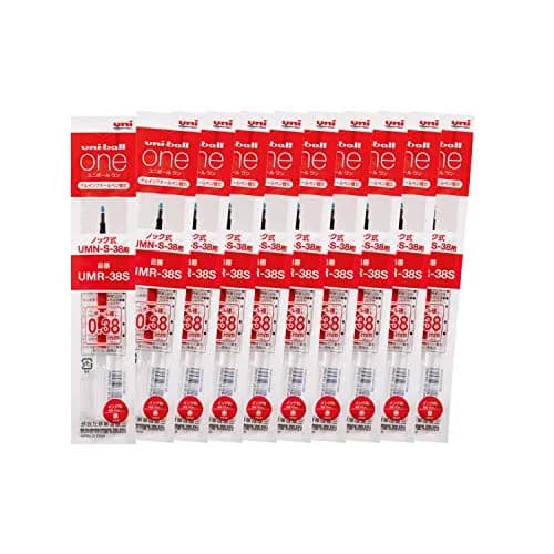 Mitsubishi Pencil Uni-ball One Gel Pen Refills 0.38mm Red (10-Pack, 42g) | Smooth Ink Flow for Crisp Writing thumbnail 1
