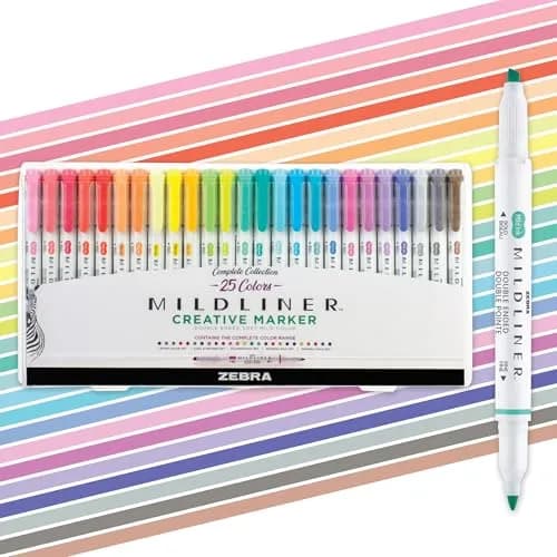 Zebra Pen Mildliner Assorted Colors Dual Tip Highlighter Set | 25-Pack, 1mm-4mm thumbnail 1
