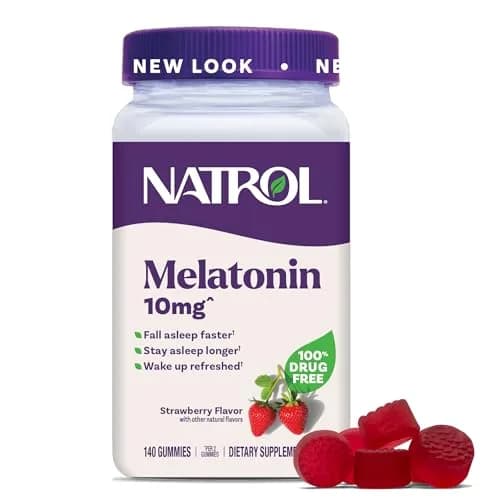 Natrol Melatonin 10 mg Gummies, Sleep Support for Adults, 140 Count | Strawberry Flavor, Vegetarian, Non-Habit Forming thumbnail 1