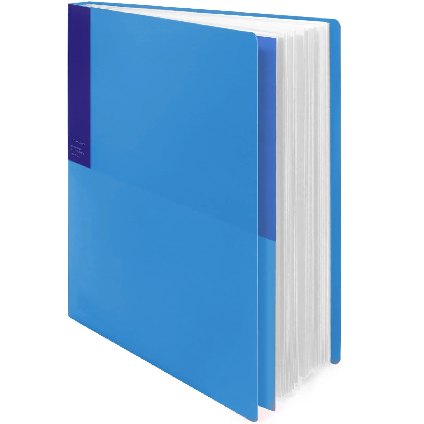 KOKUYO 40-Pocket Binder with Plastic Sleeves (Orange), A4 Art Portfolio Folder with Clear Sheet Protectors | Japan Import — Blue