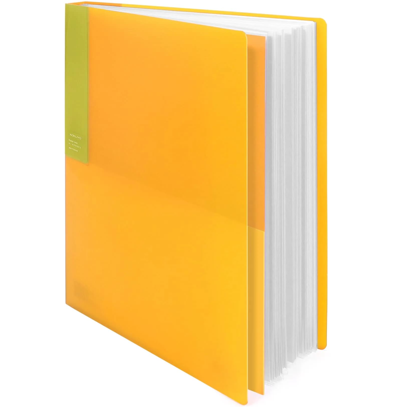 Kokuyo 40-Pocket Binder with Plastic Sleeves, A4 Art Portfolio Folder | Yellow
