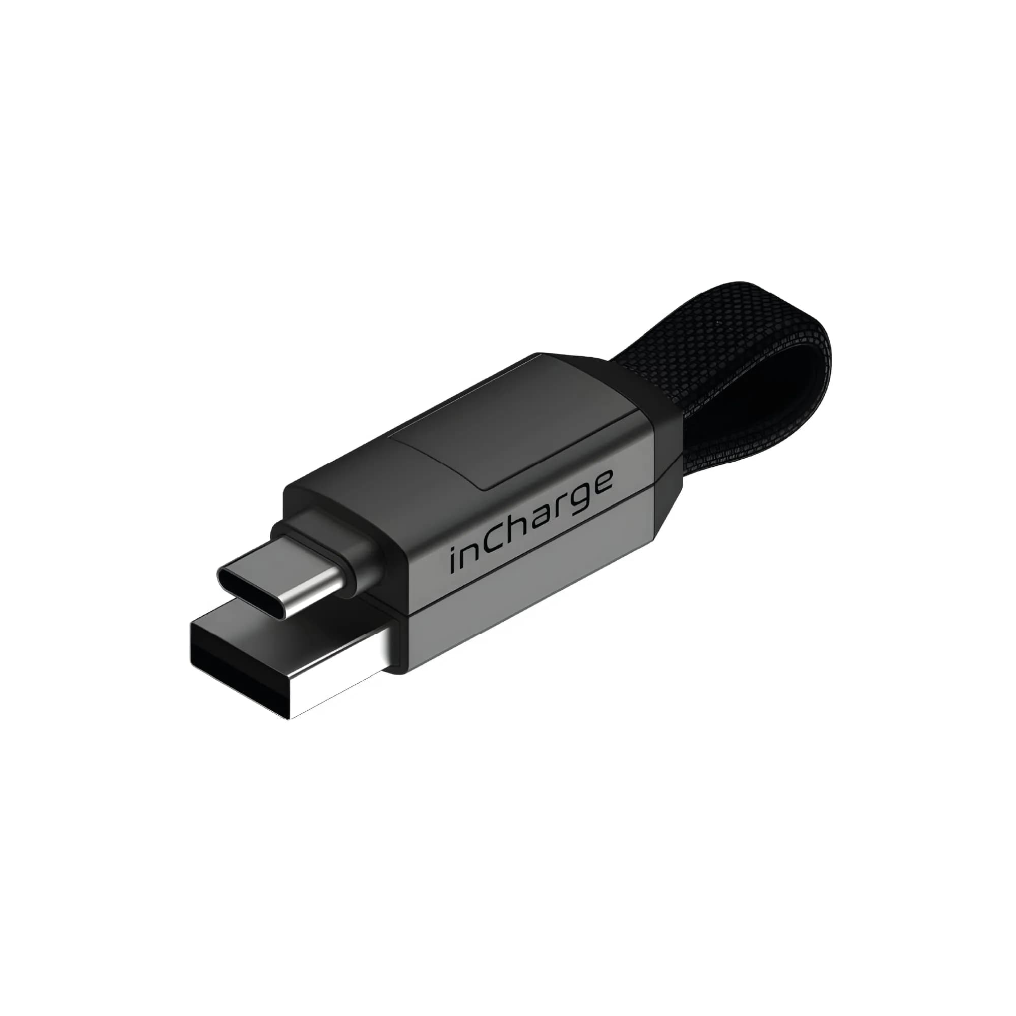 Rolling Square inCharge 6 Keychain USB C Charger Cable, Lightning & Micro-USB, 8.6cm (3.4 inches) | Universal 6-in-1 Charging Cable — Grey