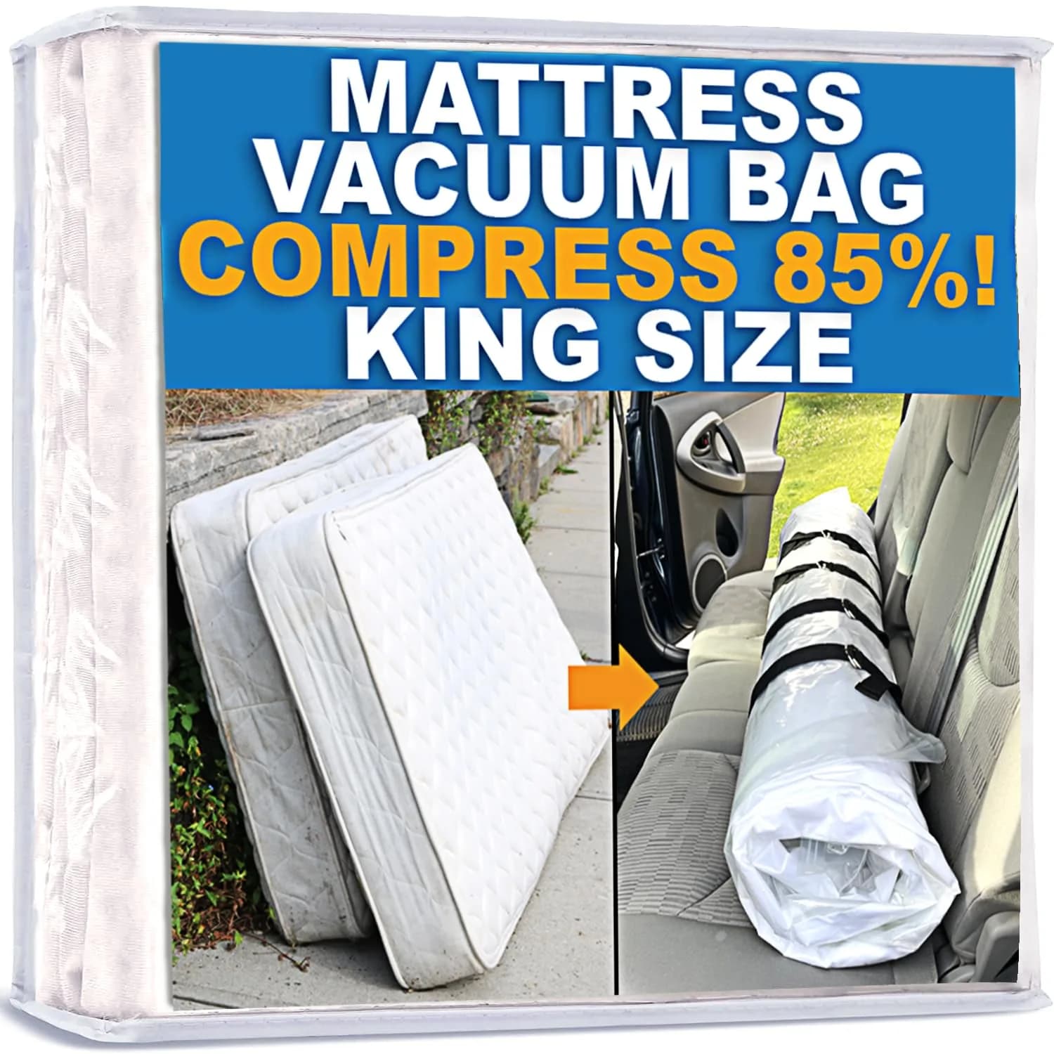 Homie King Size Vacuum Mattress Bag | Compresses Mattresses for Moving & Storage - main product image