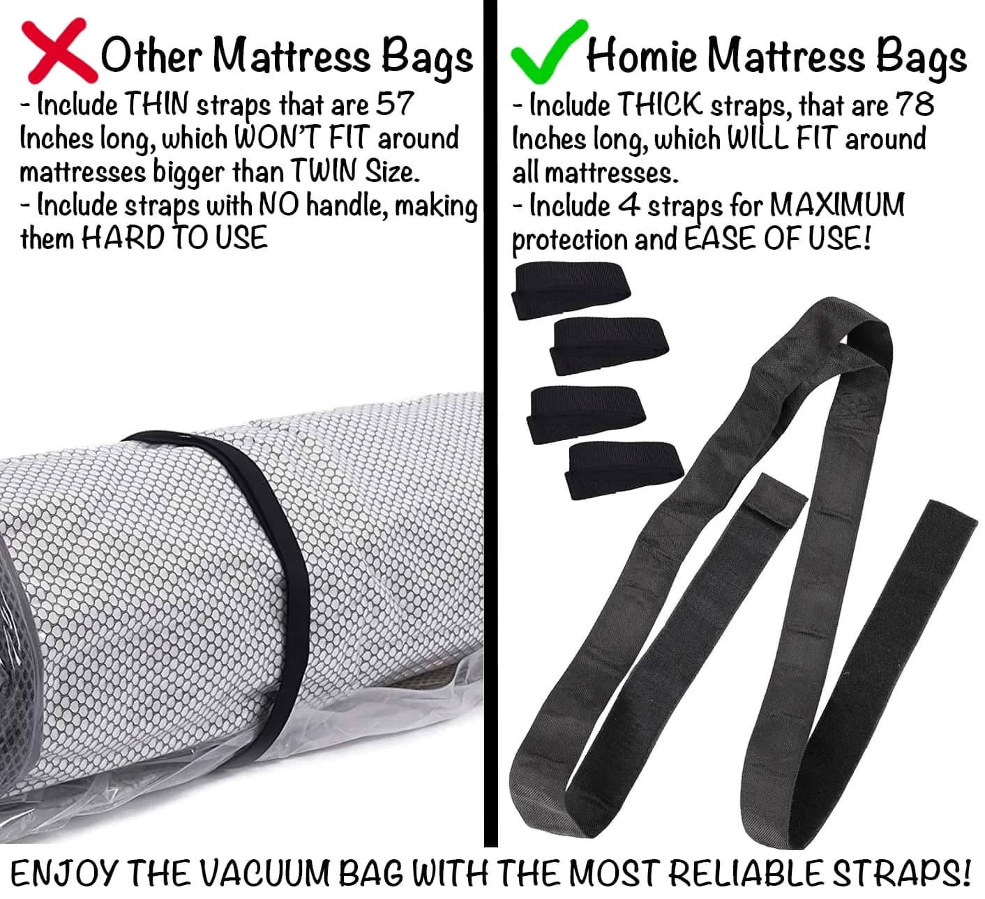 Homie King Size Vacuum Mattress Bag | Compresses Mattresses for Moving & Storage - view 6