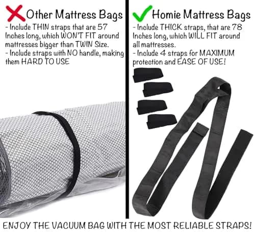 Homie Mattress Vacuum Bag for Moving, Twin/Twin-XL, Clear | Reusable Compression Storage for Returns thumbnail 6