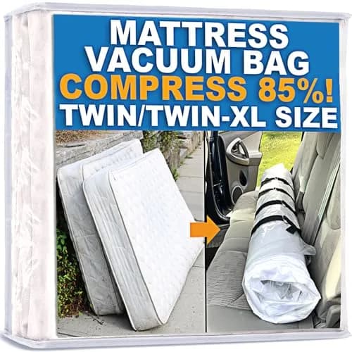 Homie Mattress Vacuum Bag for Moving, Twin/Twin-XL, Clear | Reusable Compression Storage for Returns thumbnail 1