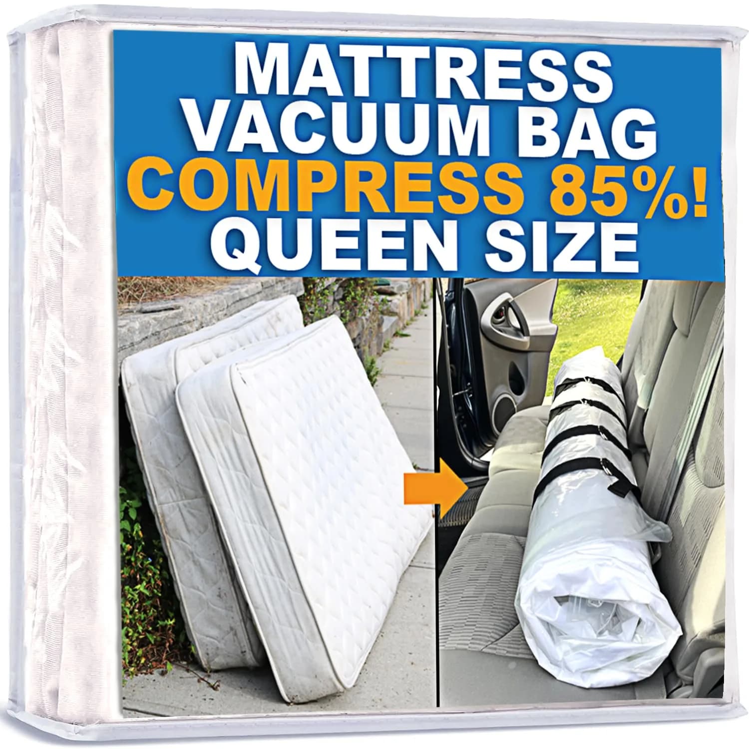 Homie Mattress Vacuum Bag for Moving, Vacuum Seal Mattress Bag Queen/Full/Full-XL | Reusable Compression Storage
