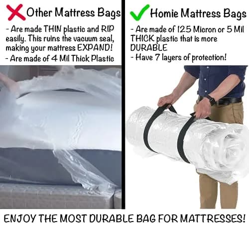 Homie Mattress Vacuum Bag for Moving, Vacuum Seal Mattress Bag Queen/Full/Full-XL | Reusable Compression Storage thumbnail 5