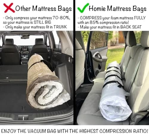 Homie Mattress Vacuum Bag for Moving, Vacuum Seal Mattress Bag Queen/Full/Full-XL | Reusable Compression Storage thumbnail 3
