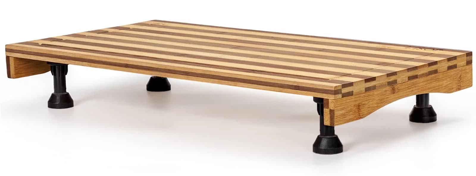 Lynicon Bamboo Stovetop Cover & Countertop Cutting Board 21.3"L x 11.4"W | Adjustable Legs for RV & Kitchen — 2 Burner Striped Stove Cover