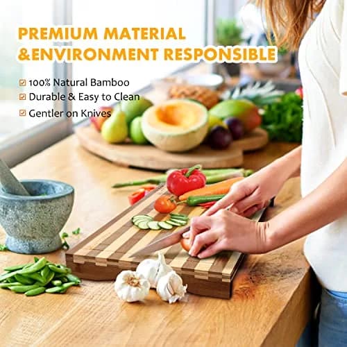 Lynicon Bamboo Stovetop Cover & Countertop Cutting Board 21.3"L x 11.4"W | Adjustable Legs for RV & Kitchen thumbnail 2