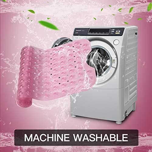 YINENN Bath and Shower Safety Mats 40x16 inch | Non Slip with Suction Cups for Bathroom, Extra Large, Machine Washable, Light Pink thumbnail 5