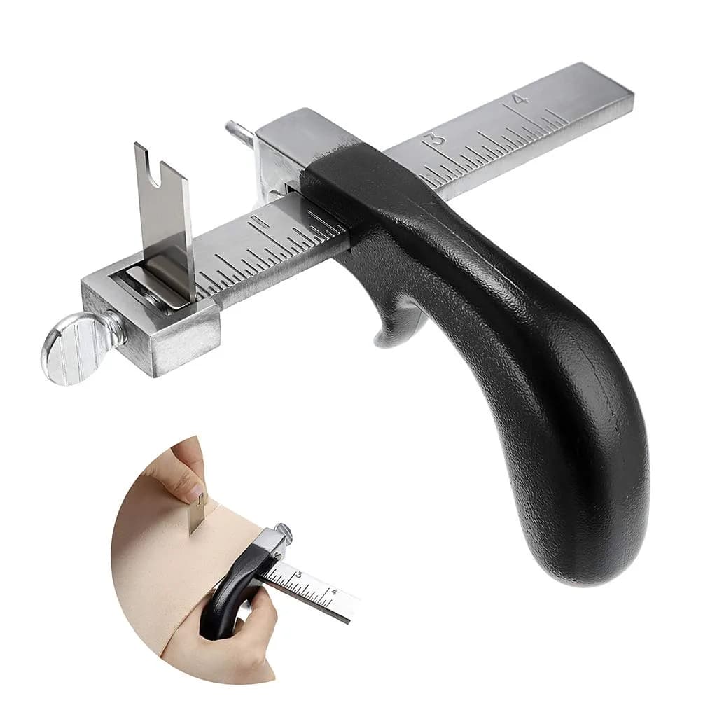 OwnMy Leather Strap Cutter with Aluminium Handle & 4-Inch Gauge Ruler | Precision Cutting Tool for DIY Leathercrafts — Black