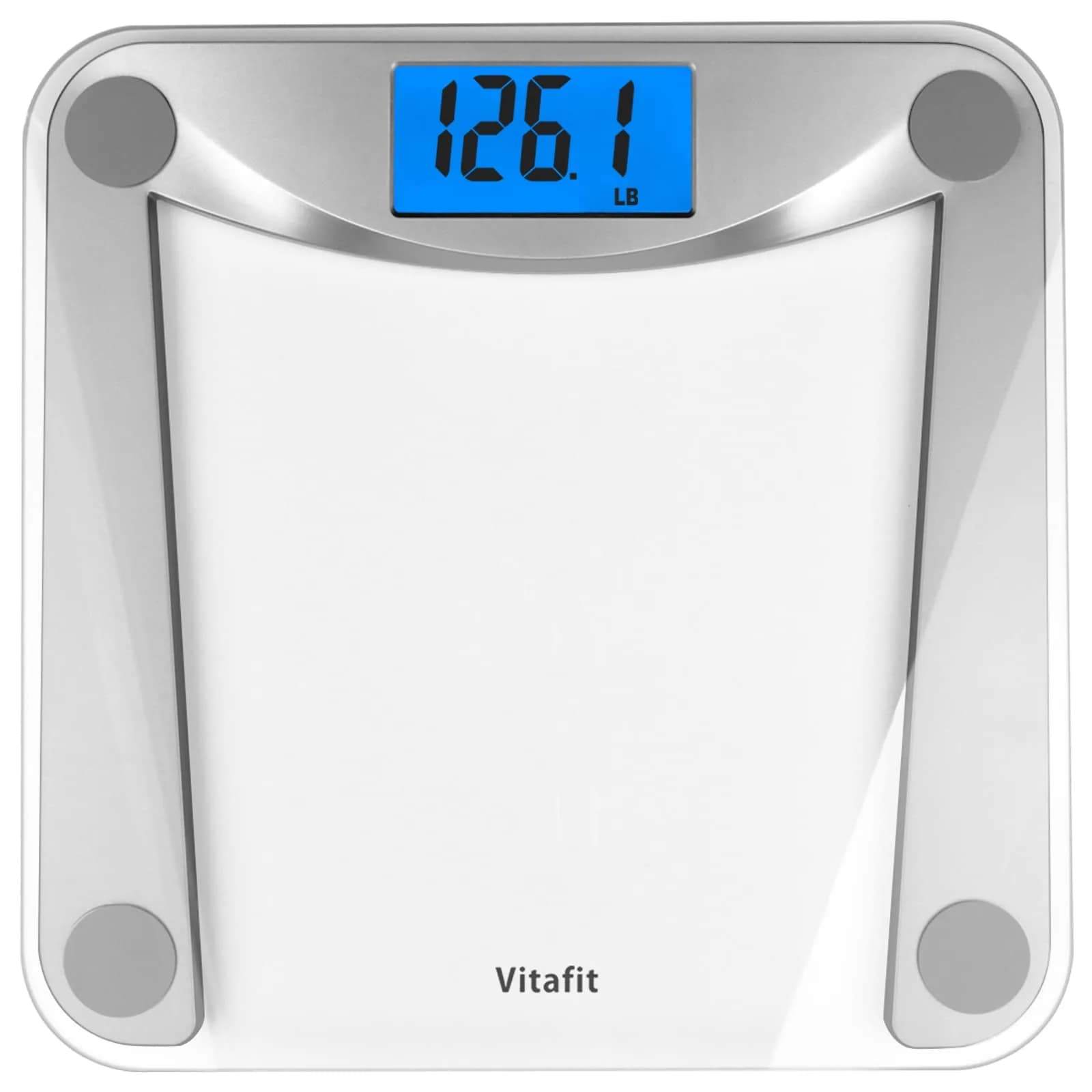 Vitafit Digital Bathroom Scale 11x11 in | 0.1lb Accuracy, 400lb Capacity, Tempered Glass