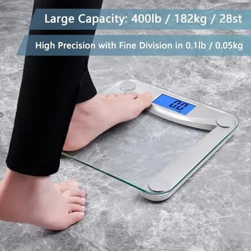Vitafit Digital Bathroom Scale 11x11 in | 0.1lb Accuracy, 400lb Capacity, Tempered Glass thumbnail 4