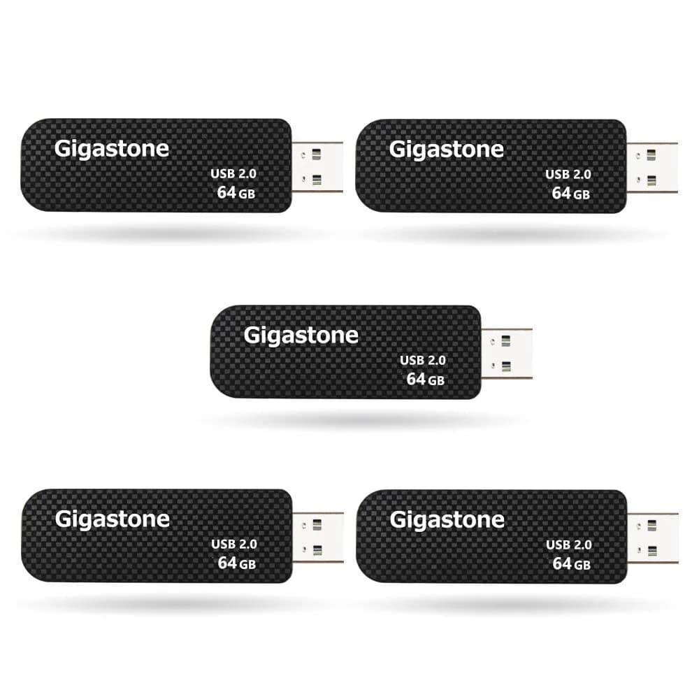 Gigastone V30 64GB USB 2.0 Flash Drive 5-Pack | Retractable, Durable & Reliable Performance