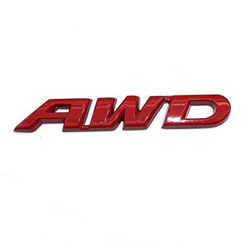 EmbRoom AWD Emblem, 3D Metal Tailgate Side Sticker Badge Replacement For 4x4 All Wheel Drive SUV Off Road (Red) 8.9cm (3.5in) — Red