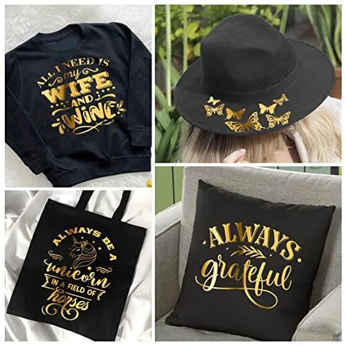 VINYL FROG Gold Metallic Foil Heat Transfer Vinyl Roll 12" x5ft | Chrome HTV for T-Shirts & DIY thumbnail 4