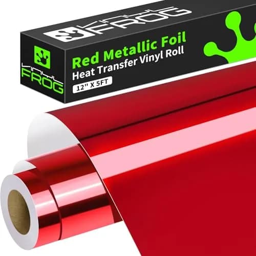 VINYL FROG Red Metallic Foil Heat Transfer Vinyl 12in x 5ft (30.48cm x 1.52m) | Chrome Iron On Vinyl for T-Shirts - main product image