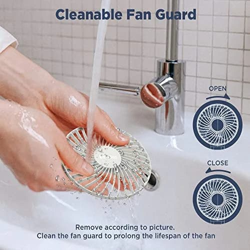EasyAcc Portable Rechargeable Fan 4 Speeds, 17 Hours Use | Quiet Cooling for Travel & Office thumbnail 4