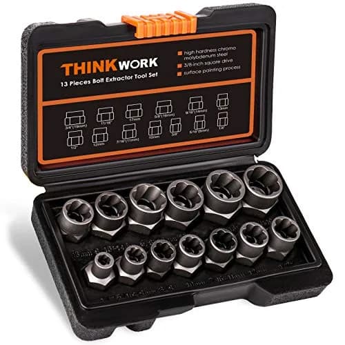 THINKWORK 14-Piece Bolt Extractor Kit, 3/8" Drive, 760g (1.6lb) | Removes Stripped, Rusted, Rounded Fasteners thumbnail 1