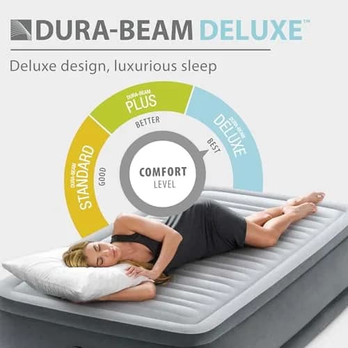 Intex Dura-Beam Deluxe 18" Queen Air Mattress with Built-in Pump | 45.7cm (18") Queen Air Mattress with Built-in Pump thumbnail 4