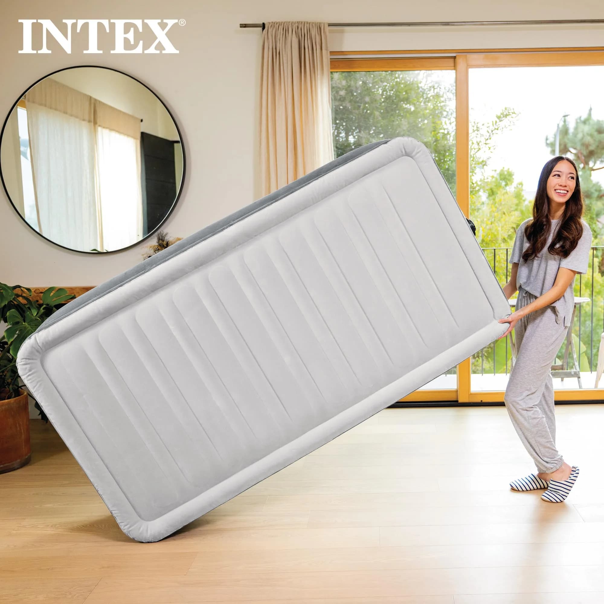 Intex Dura-Beam Deluxe 18" Queen Air Mattress with Built-in Pump | 45.7cm (18") Queen Air Mattress with Built-in Pump - view 8