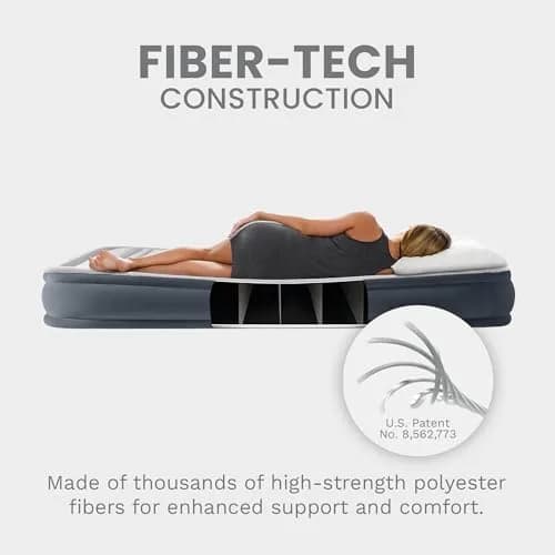 Intex Dura-Beam Deluxe Comfort Plush Air Mattress with Built-in Pump, Queen 203cm x 152cm x 33cm | Supports 272kg thumbnail 6