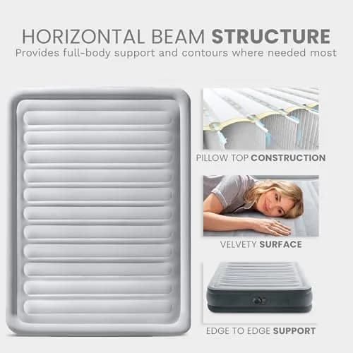 Intex Dura-Beam Deluxe Comfort Plush Air Mattress with Built-in Pump, Queen 203cm x 152cm x 33cm | Supports 272kg thumbnail 7