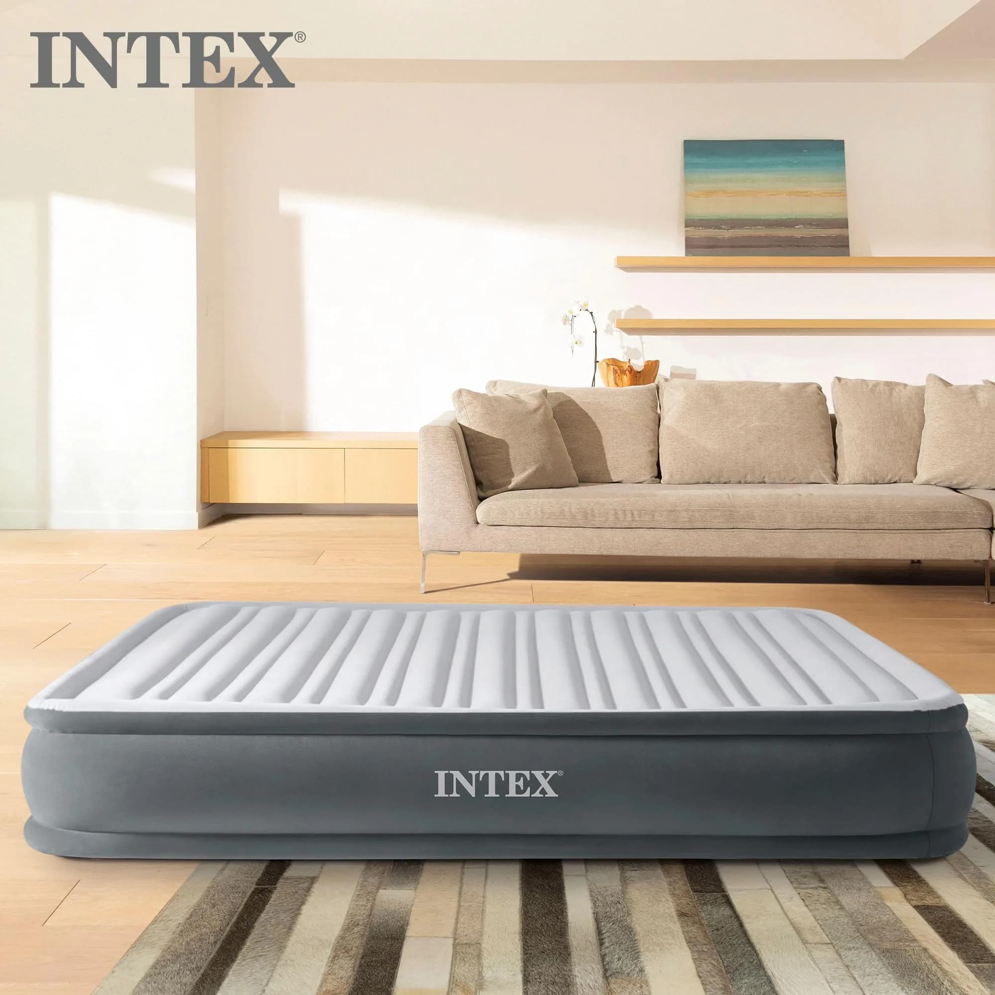 Intex Dura-Beam Deluxe Comfort Plush Air Mattress with Built-in Pump, Queen 203cm x 152cm x 33cm | Supports 272kg - view 8
