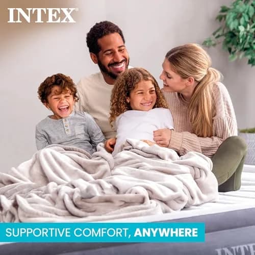 Intex Dura-Beam Deluxe Comfort Plush Air Mattress with Built-in Pump, Queen 203cm x 152cm x 33cm | Supports 272kg thumbnail 3