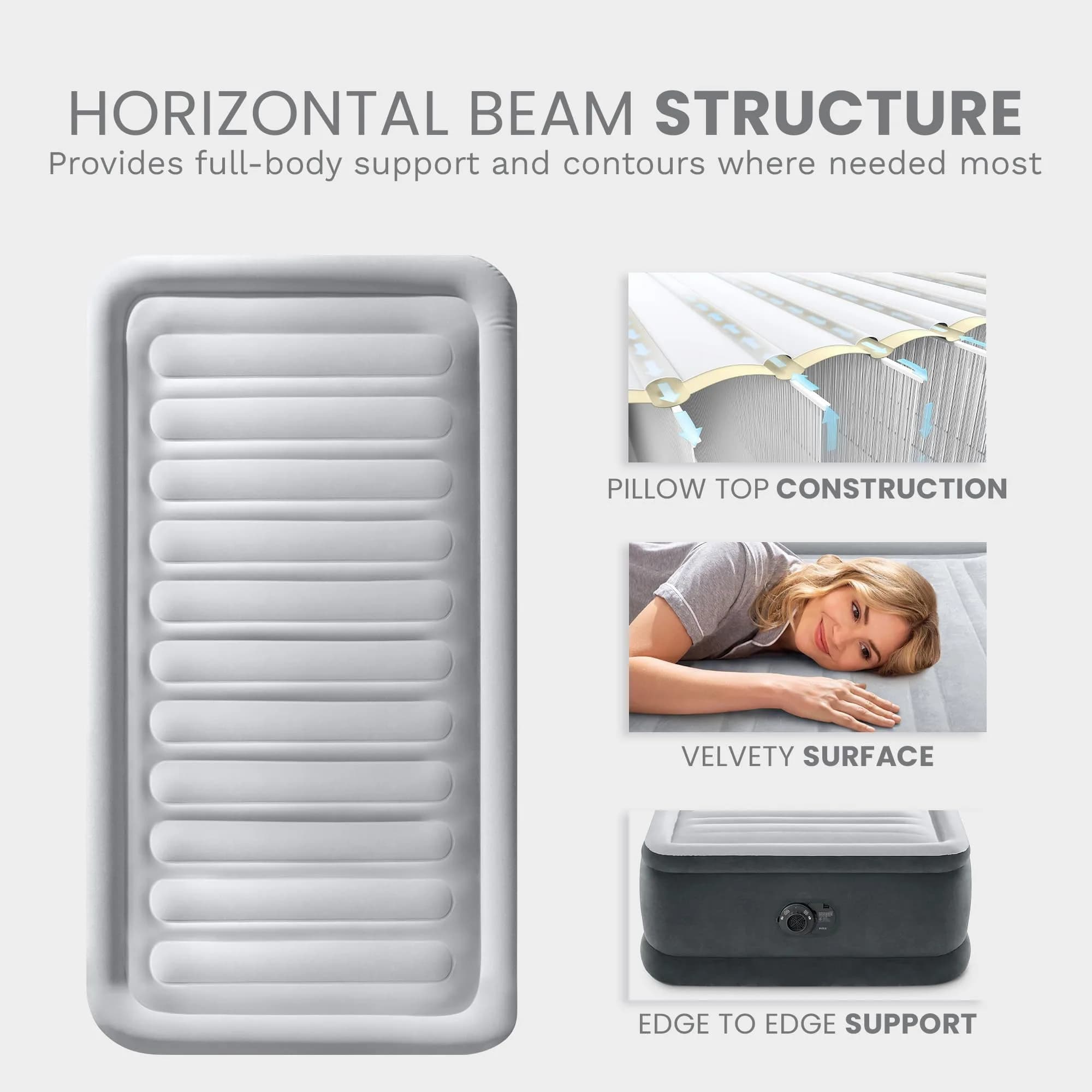 Intex Dura-Beam Deluxe Mid-Rise Air Mattress 13" Full Size | Built-in Pump & Fiber-Tech Construction - view 7