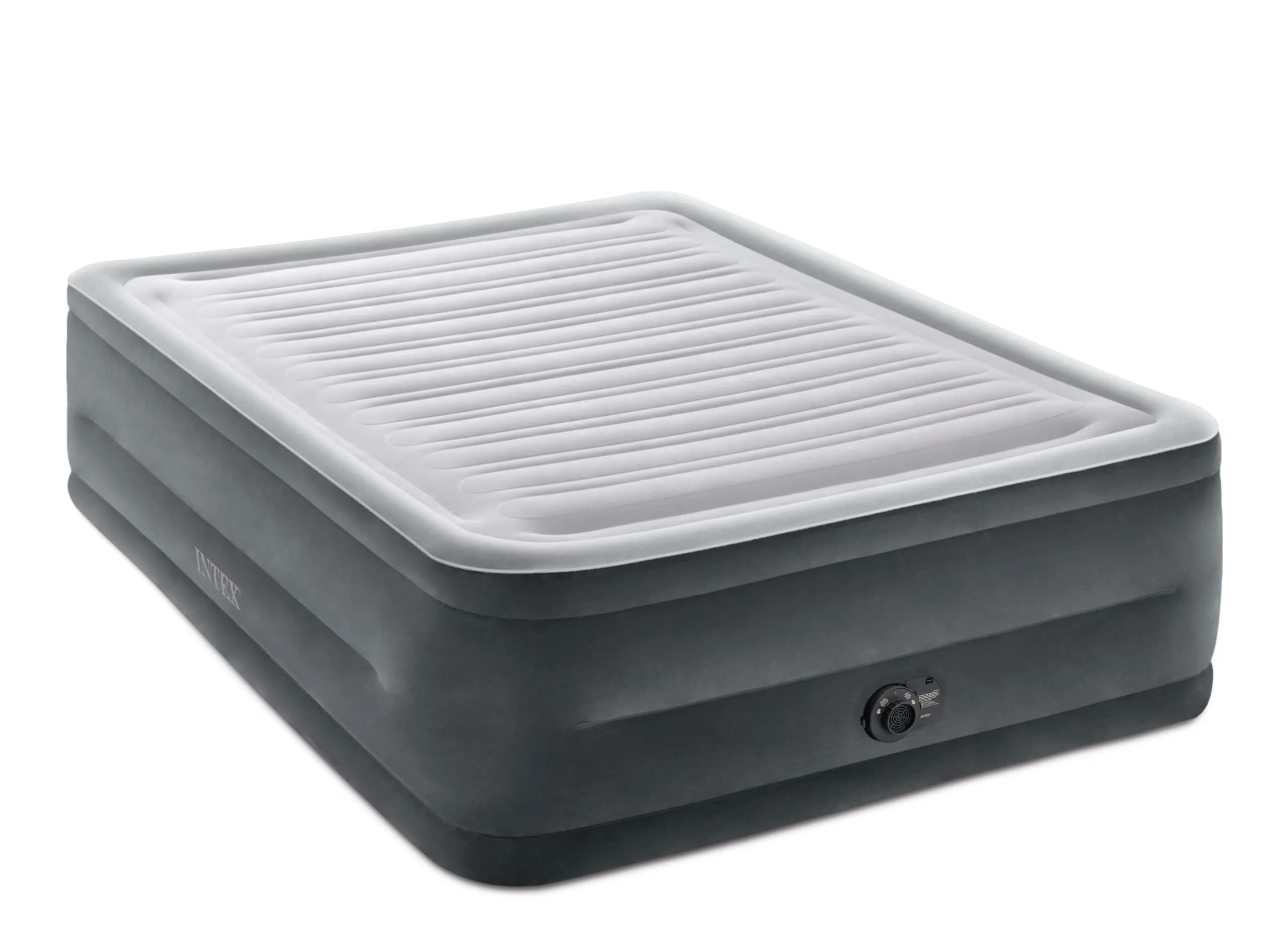 Intex 64417ED Queen Dura-Beam Comfort Plush Air Mattress 22in | High-Rise with Built-in Pump for Travel & Camping — Queen